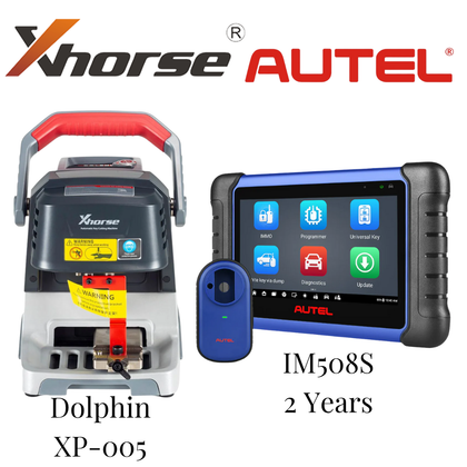 Autel - MaxiIM IM508S - 2 Years of Updates & Subscription with Xhorse - Condor XC Dolphin XP-005 - High Sec Portable Key Cutting Machine - Built-in Battery + Locksmith Convenient Bundle