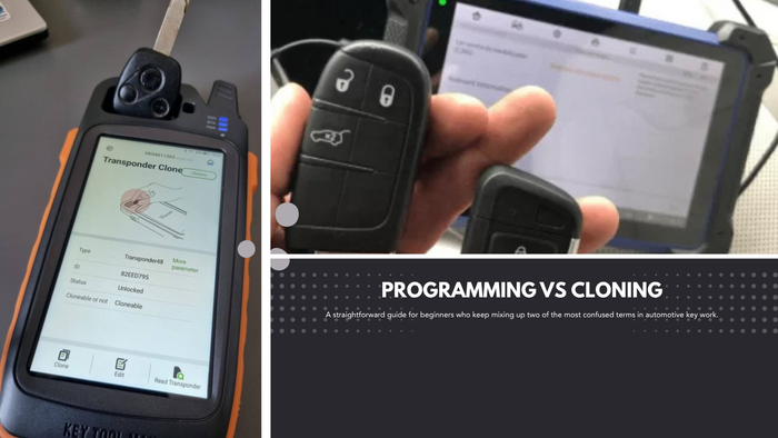 A man is showing the difference between cloning and programming