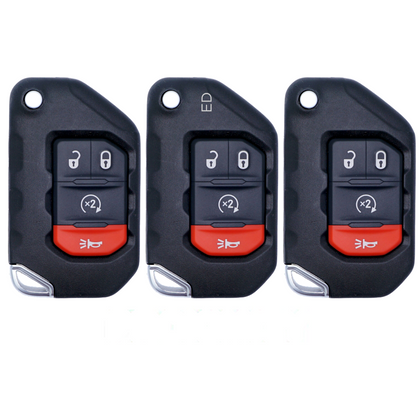 3 X 2018-2024 Jeep Wrangler Gladiator / 4-Button Smart Flip Key / PN: 68416784AA / OHT1130261 / SIP22 (AFTERMARKET) (BUNDLE OF 3)