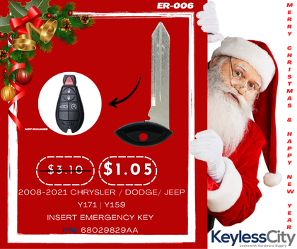 2008-2021 Chrysler / Dodge/ Jeep / Insert Emergency Key Blade / Y171 | Y159 / 68029829AA (AFTERMARKET)