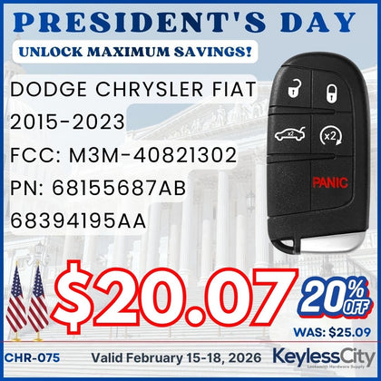 2015-2023 Dodge Chrysler Fiat / 5-Button Smart Key / PN: 68394195 AA / M3M-40821302 (AFTERMARKET)