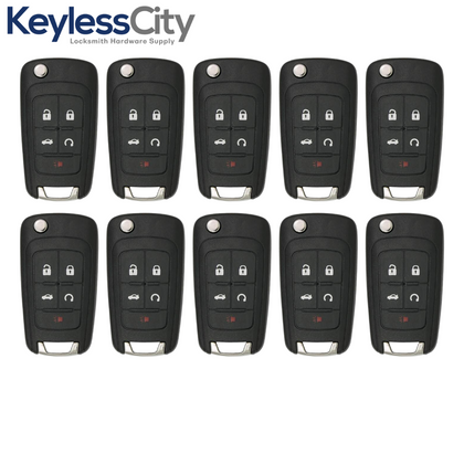 10 X 2010-2019 GM / 5-Button Flip Key / PEPS / PN: 13504199 / OHT01060512 / HU100 / PEPS (AFTERMARKET) (BUNDLE OF 10)