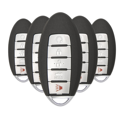 5 X 2016-2018 Infiniti / Nissan / 5-Button Smart Key / PN: 285E3-4RA0B / KR5S180144014 / (IC 204) (AFTERMARKET) (BUNDLE OF 5)