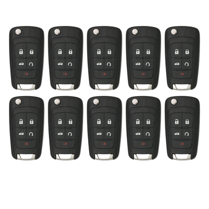10 X 2010-2019 GM / 5-Button Flip Key / PEPS / PN: 13504199 / OHT01060512 / HU100 / PEPS (AFTERMARKET) (BUNDLE OF 10)