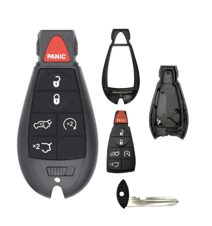 2008-2019 Chrysler Dodge Jeep VW 6-Button Fobik Key SHELL for IYZ-C01C / Remote Start, Rear Glass, Hatch (AFTERMARKET)
