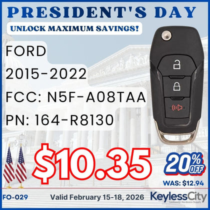 2015-2022 Ford / 3-Button Flip Key / PN: 164-R8130 / N5F-A08TAA (AFTERMARKET)