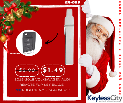 2015-2018 Volkswagen Audi / Remote Flip Key Blade / PN: 5G0959752 (AFTERMARKET)