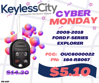 2009-2018 Ford F-Series Explorer / 4-Button Remote Head Key / OUC6000022 / (AFTERMARKET)