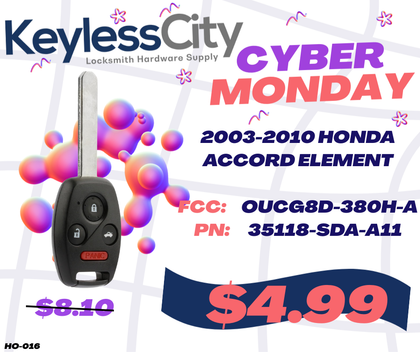 2003-2010 Honda Accord Element / 4-Button Remote Head Key / OUCG8D-380H-A (AFTERMARKET)