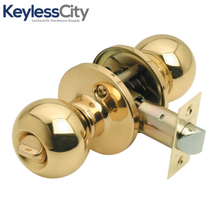 Kwikset High Safety Tubular Mortise Cylinder Door Knob Lock - Polished Brass