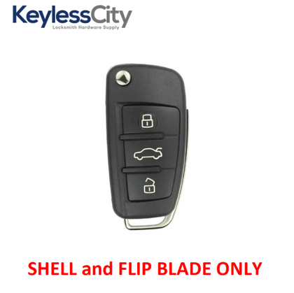 2006-2015 Audi / 3-Button Flip Key SHELL For IYZ-3314 (AFTERMARKET)