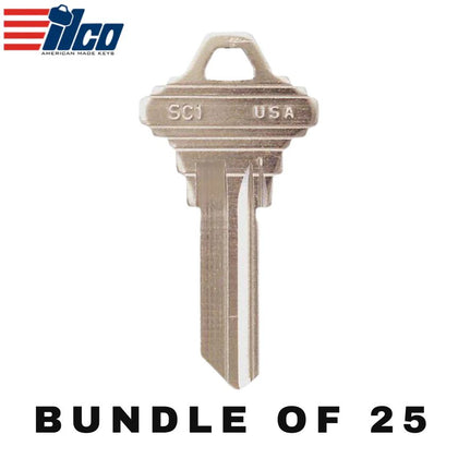 25 X Ilco - SC1-NP SCHLAGE Key Blank (BUNDLE OF 25)