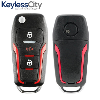 Ford H92-PT / H84 / 3-Button Flip Key (4D63 80 Bit Chip) (red color) (AFTERMARKET)