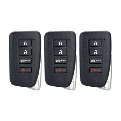 3 X 2013-2020 Lexus / 4-Button Remote Smart Key SHELL / HYQ14FBA HYQ14FBB (AFTERMARKET) (Bundle of 3)