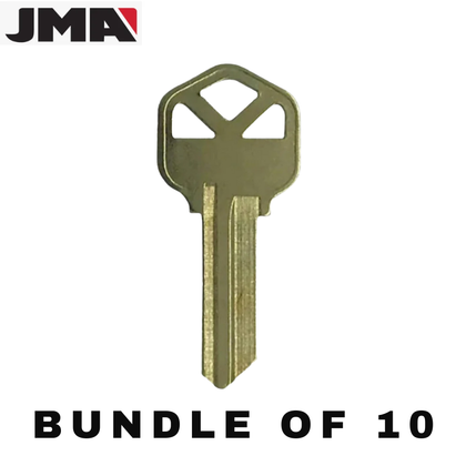 10 X KW1 Keys - Brass Finish Kwikset Key Blanks (JMA KW1-1KE-BR) (BUNDLE OF 10)