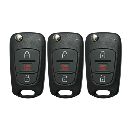 3 X 2012-2013 Kia Rio / 3-Button Flip Key SHELL KK10 HS / PN: 95430-1W020 TQ8-RKE-3F02 (AFTERMARKET) (Bundle of 3)