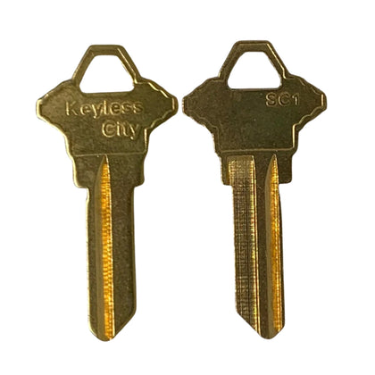 10 X SC1 - Brass Finish Schlage Key Blank - Test Key Blade (AFTERMARKET) (BUNDLE OF 10)