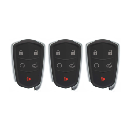 3 X 2014-2019 Cadillac ATS CTS XTS / 5-Button Smart Key SHELL For HYQ2AB, HYQ2EB (AFTERMARKET) (Bundle of 3)