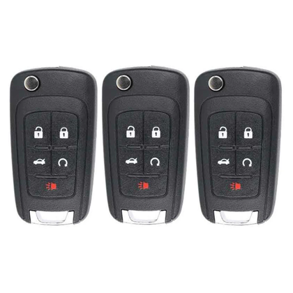 3 X 2010-2019 GM / 5-Button Flip Key SHELL For OHT01060512 (Bundle of 3)