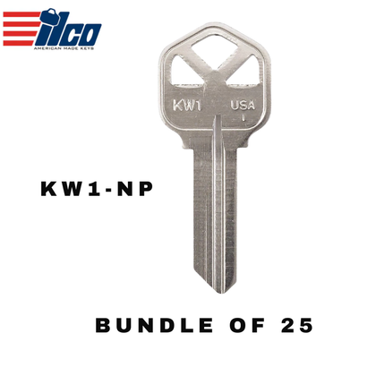 25 X Ilco - KW1-NP KWIKSET Key Blank (BUNDLE OF 25)