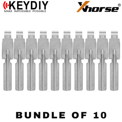 10 X KEYDIY - HU58 - Flip Key Blade - #18 - For Xhorse / Keydiy Universal Remote Flip Keys (BUNDLE OF 10)