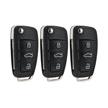 3 X 2006-2015 Audi / 3-Button Flip Key SHELL For IYZ-3314 (AFTERMARKET) (Bundle of 3)