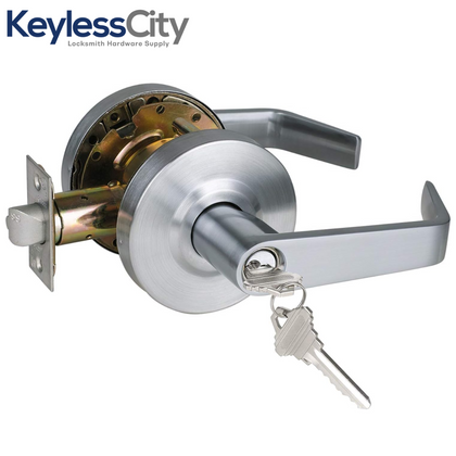 Storeroom Commercial Lever Set Handle - Contemporary Design S26D - 2-3/4” Standard Backset - Satin Chrome