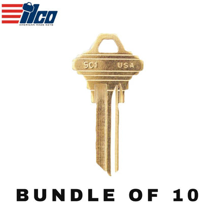 10 X Ilco - SC1-BR SCHLAGE Key Blank (BUNDLE OF 10)
