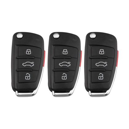 3 X 2006-2010 Audi / 4-Button Flip Key SHELL For NBG009272T (AFTERMARKET) (Bundle of 3)