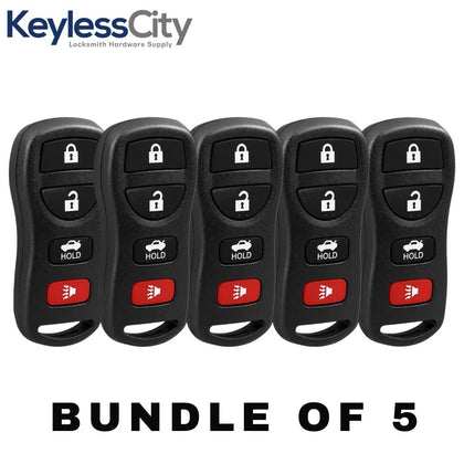 5 X 2002-2017 Nissan / Infiniti / 4-Button Keyless Entry Remote / KBRASTU15 (AFTERMARKET) (BUNDLE OF 5)
