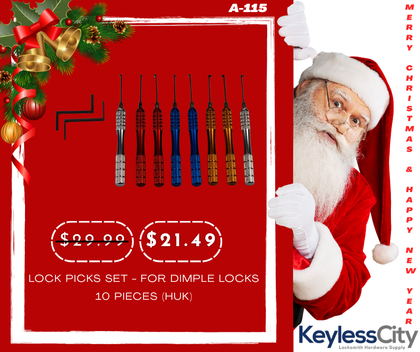 Lock Picks Set - For Dimple Locks - 10 Pieces (HUK)