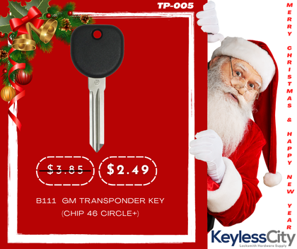 2 Pack Chevrolet B111 Transponder Key Blanks - Circle+ 46 Chip, Black, High Quality