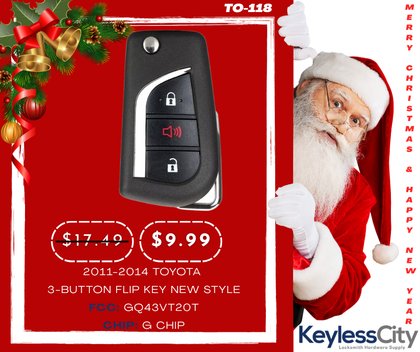 2011-2014 Toyota / 3-Button Flip Key NEW STYLE / GQ43VT20T (G Chip) (AFTERMARKET)
