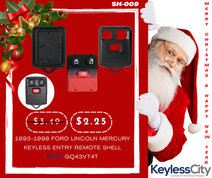 1993-1998 Ford Lincoln Mercury Keyless Entry Remote SHELL For GQ43VT4T - Black (AFTERMARKET)