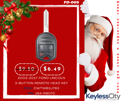 2003-2017 Ford Lincoln / 3-Button Remote Head Key / PN: 164-R8070 / CWTWB1U793 (AFTERMARKET)