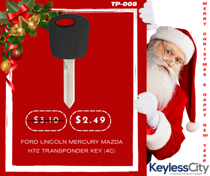Ford Lincoln Mercury Mazda H72 Transponder Key (4C) (AFTERMARKET)