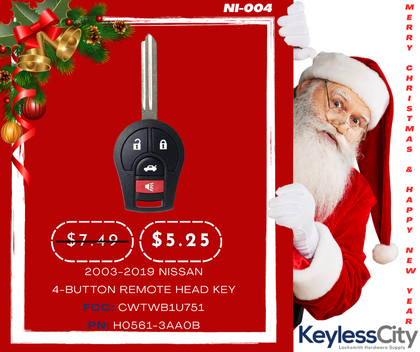 2003-2019 Nissan / 4-Button Remote Head Key / PN: H0561-3AA0B / CWTWB1U751 / (AFTERMARKET)
