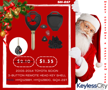 2005-2014 Toyota Scion / 3-Button Remote Head Key SHELL / TR47 / HYQ12BBY, HYQ12BDC, GQ4-29T (AFTERMARKET)