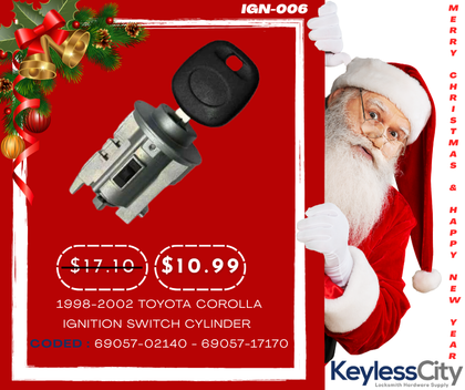 1998-2002 Toyota Corolla Tacoma / Ignition Switch Cylinder / Coded / (AFTERMARKET)