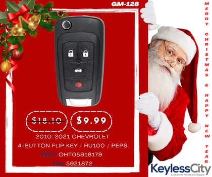 2010-2021 Chevrolet / 4-Button Flip Key / PN: 5921872 / OHT05918179 / HU100 / PEPS (AFTERMARKET)