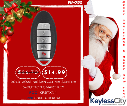2019-2023 Nissan Altima Sentra / 5-Button Smart Key / PN: 285E3-6CA6A / KR5TXN4 (AFTERMARKET)