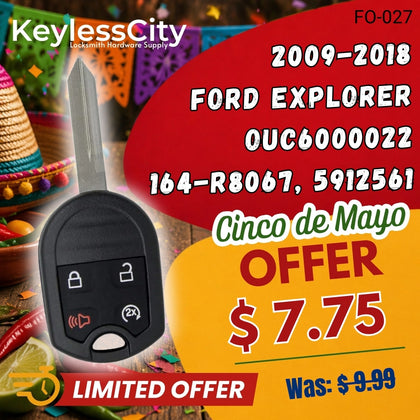 2009-2018 Ford F-Series Explorer / 4-Button Remote Head Key / OUC6000022 / (AFTERMARKET)