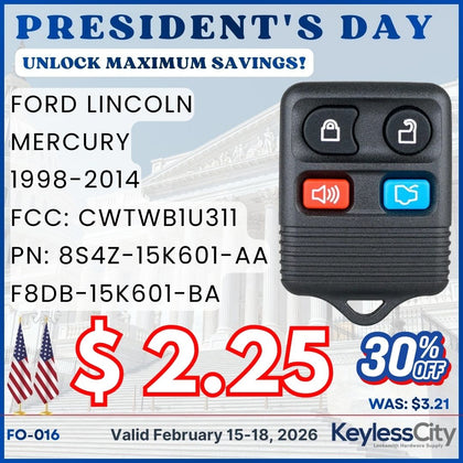 1998-2014 Ford Lincoln Mercury / 4-Button Keyless Entry Remote / CWTWB1U311 (AFTERMARKET)