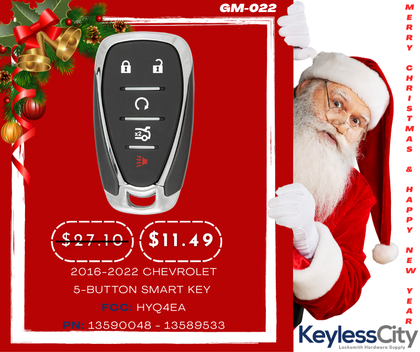 2016-2022 Chevrolet / 5-Button Smart Key / HYQ4EA (AFTERMARKET)