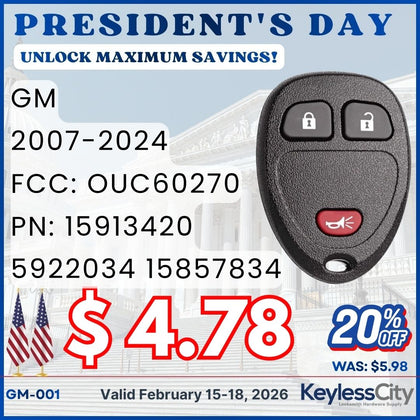 2007-2024 GM / 3-Button Keyless Entry Remote / OUC60270 / (AFTERMARKET)