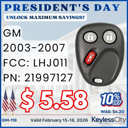 2003-2007 GM / 3-Button Keyless Entry Remote / PN: 21997127 / LHJ011 (AFTERMARKET)