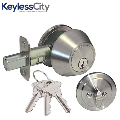 Schlage Premium Round Single Cylinder Deadbolt Security Door Lock With Key Safe Lock - Satin Silver