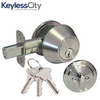 Schlage Premium Round Single Cylinder Deadbolt Security Door Lock With Key Safe Lock - Satin Silver