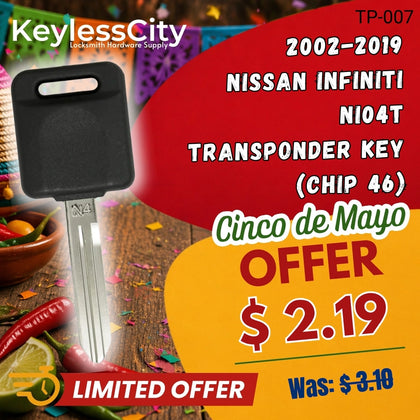 2002-2019 Nissan Infiniti NI04T Transponder Key (Chip 46) (AFTERMARKET)