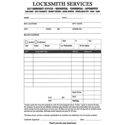 Receipt Book - Invoices For Locksmith